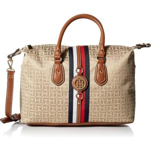 Tommy Hilfiger Women’s Jaden Satchel Crossbody Bag(Khaki Tonal /Cognac)