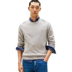 Tommy Hilfiger mens Lambswool Crewneck Sweater Pullover(Light Grey Heather)