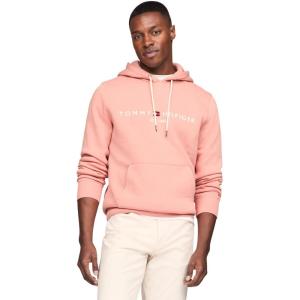 Tommy Hilfiger mens Medium Weight Fleece Hoodie Sweatshirt With Embroidered Logo, Also Available in Big & Tall(Clay Pink)