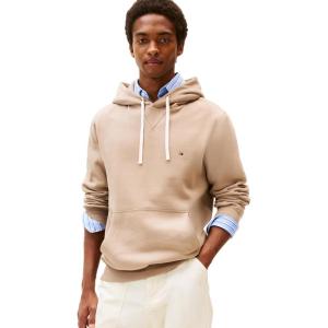 Tommy Hilfiger mens Medium Weight Solid Fleece Hoodie Sweatshirt, Also Available in Big & Tall(Coastal Taupe)