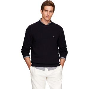 Tommy Hilfiger mens Waffle Knit Crewneck Sweater Lightweight Pullover, Also Available in Big & Tall(Desert Sky)