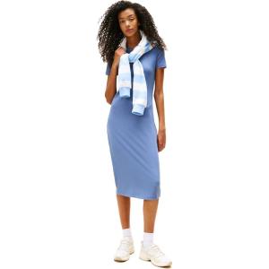 Tommy Jeans Womens Bodycon Midi Dress with Logo Detail(Blue Moment)