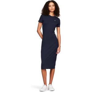 Tommy Jeans Womens Bodycon Midi Dress with Logo Detail(Dark Night Navy)