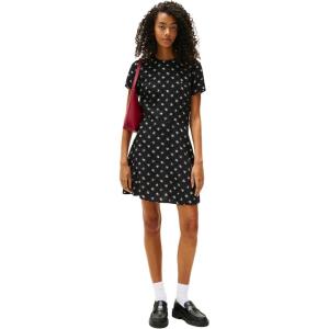 Tommy Jeans Women’s Fit and Flare Floral Design Summer Casual Dresses(Black Floral Aop)