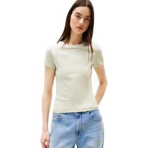 Tommy Jeans Womens Graphic Tee with Printed Logo Design(Misty Sage)
