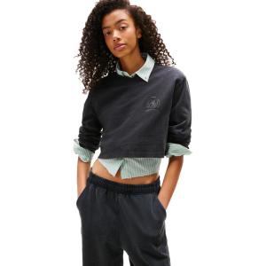 Tommy Jeans Women’s Long Sleeve Graphic Tee with Crest Logo(Black)