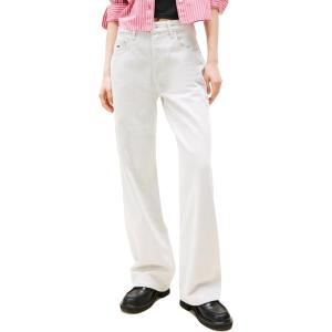 Tommy Jeans Womens Mia Mid Rise Relaxed Straight Jeans(Denim White)