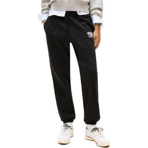 Tommy Jeans Womens Regular Logo Jogger Sweatpants with Drawstring Ties(Black)