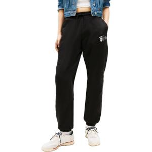 Tommy Jeans Womens Relaxed Printed Logo Jogger Sweatpants(Black)