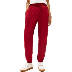 Tommy Jeans Womens Relaxed Script Logo Jogger Sweatpants, with Drawstring Ties(Regatta Red)