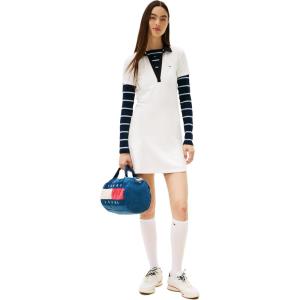 Tommy Jeans Women’s Short Sleeve Contrasting Polo Stretch Casual Dresses(Ecru)