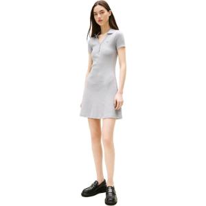Tommy Jeans Womens Short Sleeve Polo Dress with Stretch Summer Casual Dresses(Grey Heather)