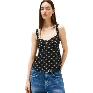 Tommy Jeans Women’s Sleeveless Shirt with Floral Design(Black Floral Aop)