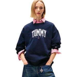 Tommy Jeans womens Medium Weight Pullover Crewneck With Printed Logo(Desert Sky)