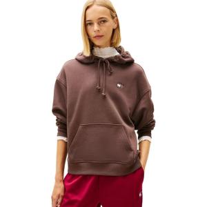 Tommy Jeans womens Medium Weight Pullover Hoodie With Embroidered Flag Logo(Black Walnut)