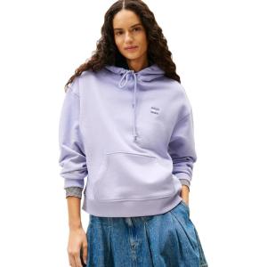 Tommy Jeans womens Medium Weight Pullover Hoodie With Embroidered Flag Logo(Periwinkle Dusk)
