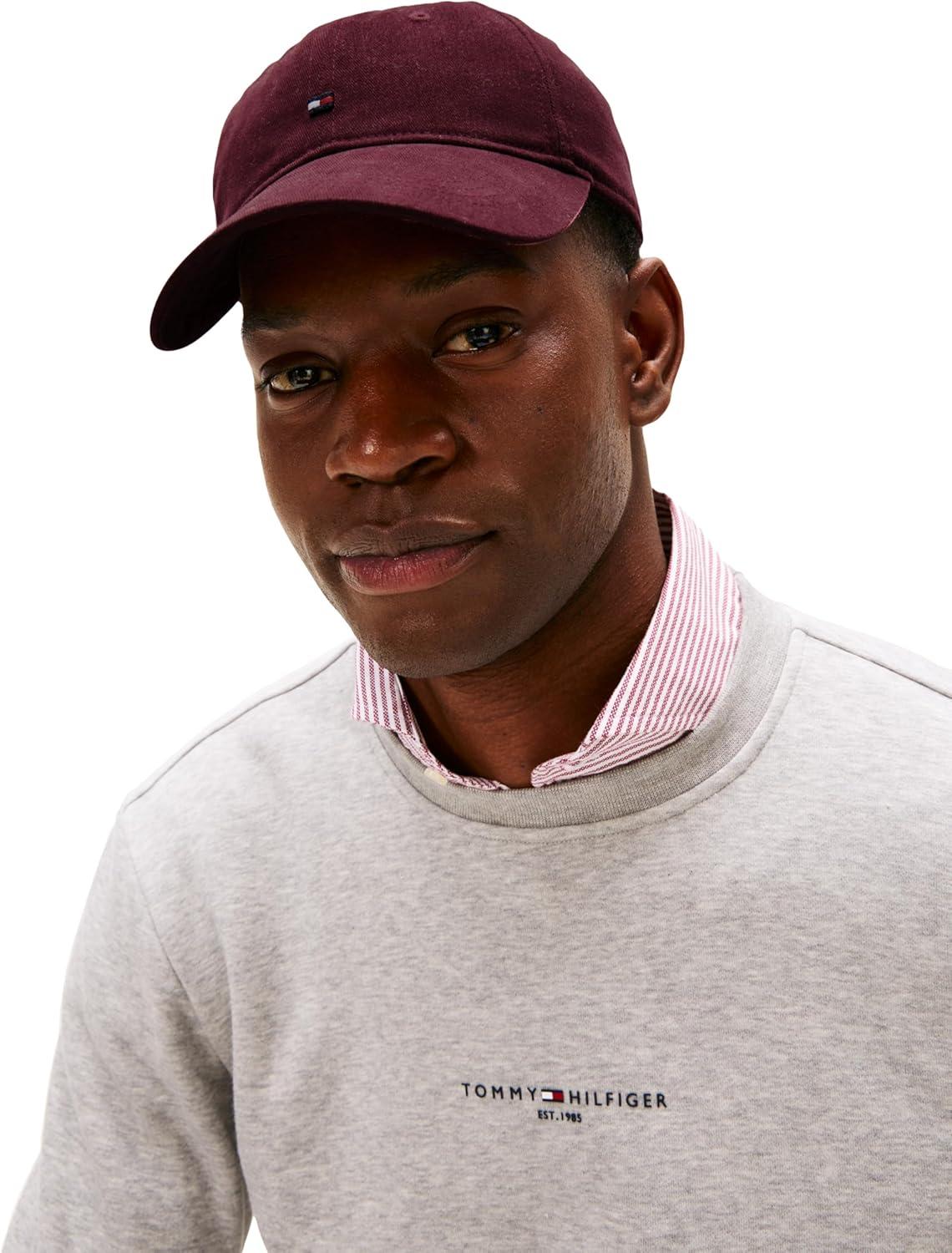 imageTommy Hilfiger Mens Cotton 85 Logo Adjustable Baseball CapDeep Burgundy
