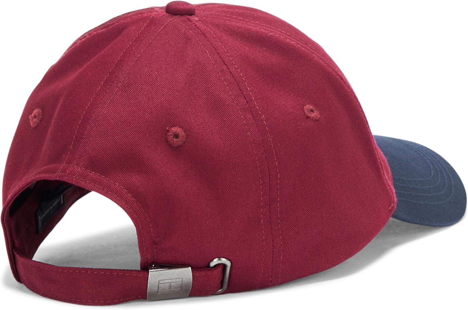 imageTommy Hilfiger Mens Cotton Flag Logo Adjustable Baseball CapDeep RougeSpace Blue