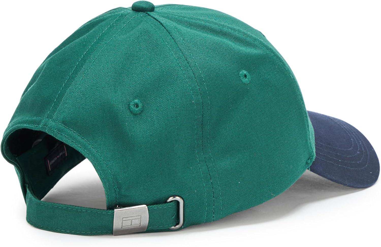 imageTommy Hilfiger Mens Cotton Flag Logo Adjustable Baseball CapOrnamental Green Space Blue