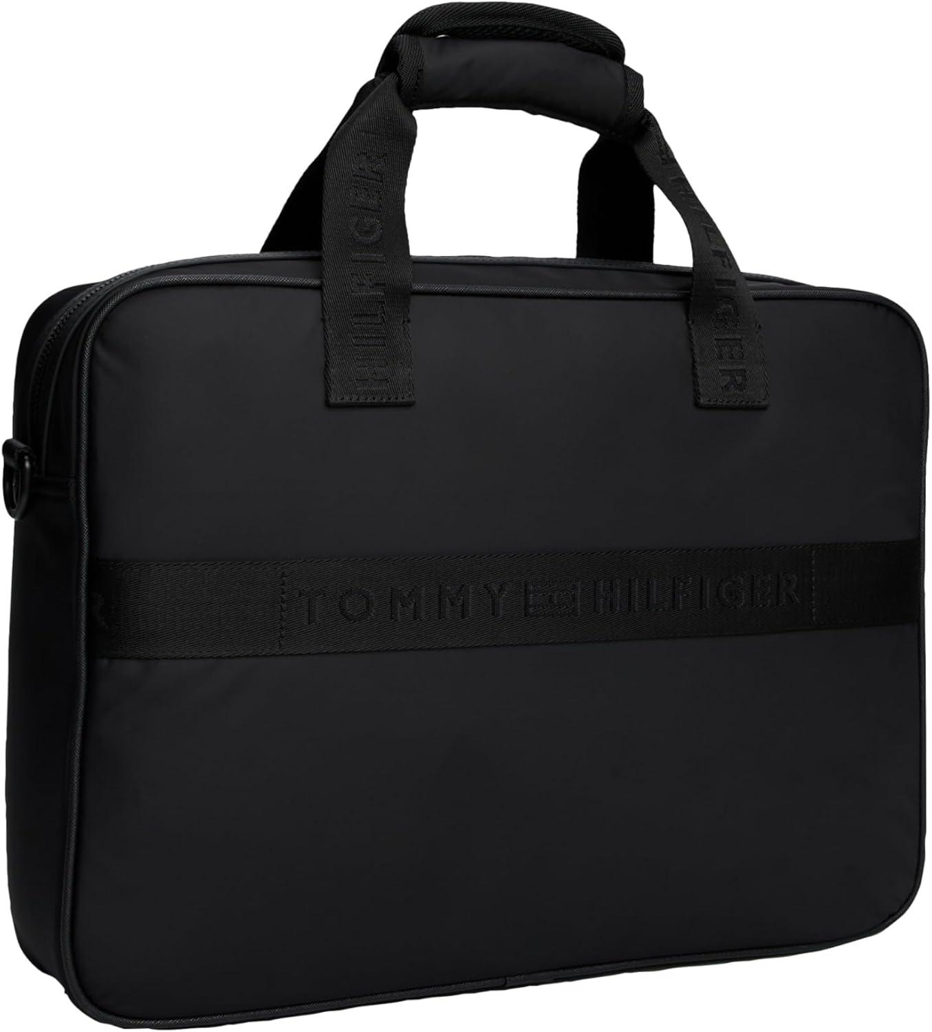 imageTommy Hilfiger mens Repreve Laptop Bag With Zipper and Adjustable StrapBlack