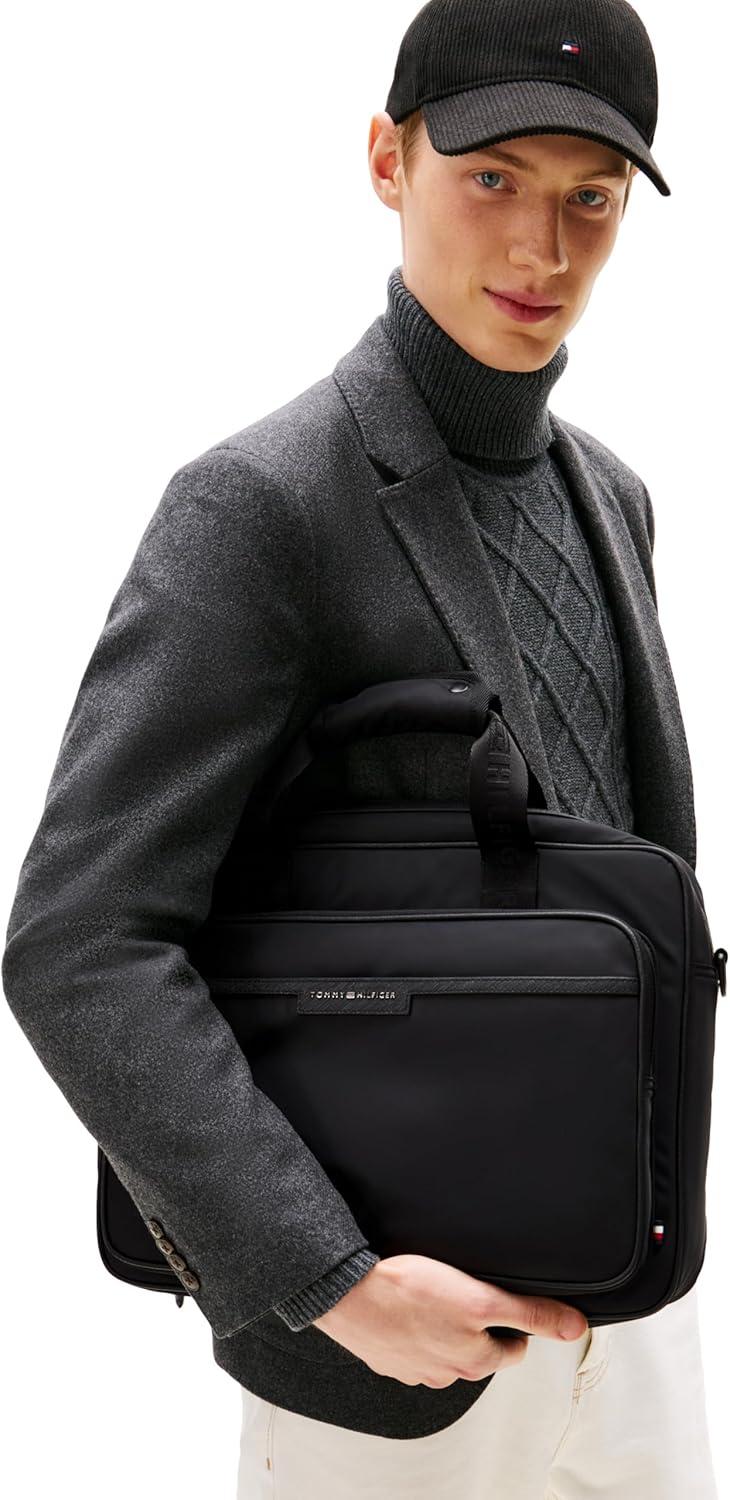 imageTommy Hilfiger mens Repreve Laptop Bag With Zipper and Adjustable StrapBlack