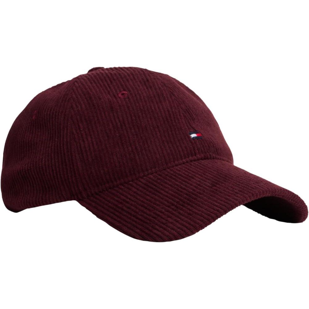 imageTommy Hilfiger Mens Tommy Hilfiger Hats for Men  Corduroy Logo Adjustable Baseball CapDeep Burgundy