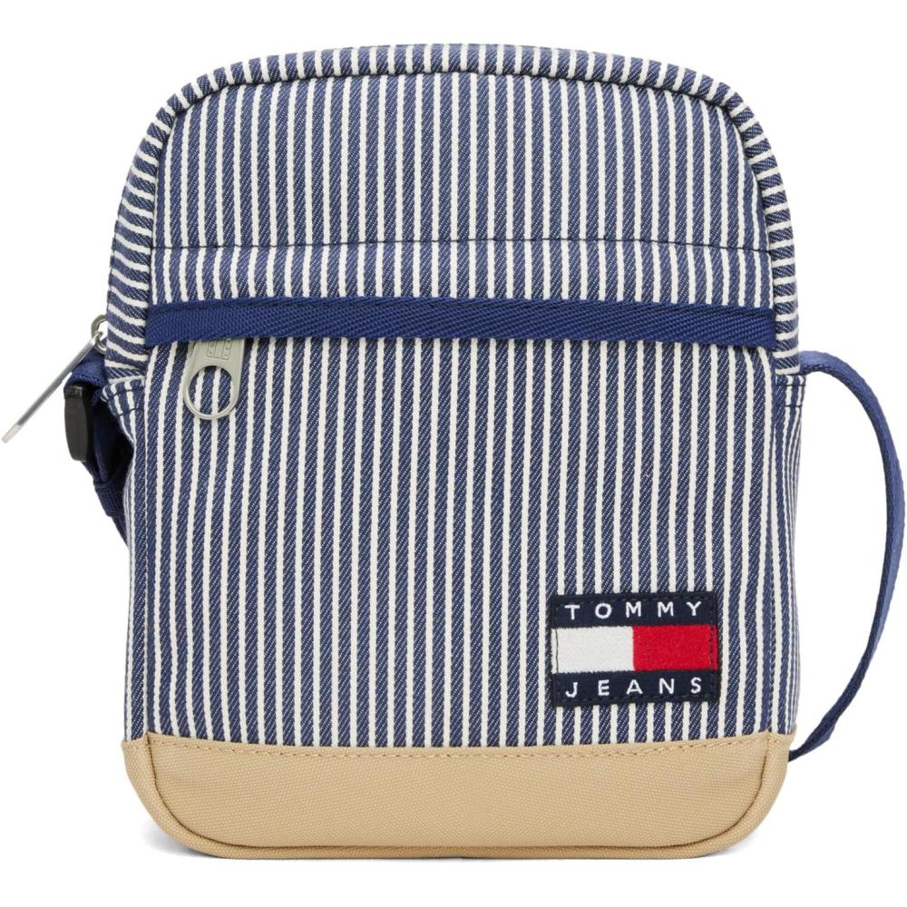 imageTommy Jeans mens Essential Daily Crossbody Bag With Zipper and Adjustable StrapHickory Stripe