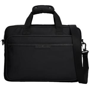 Tommy Hilfiger mens Repreve Laptop Bag With Zipper and Adjustable Strap(Black)