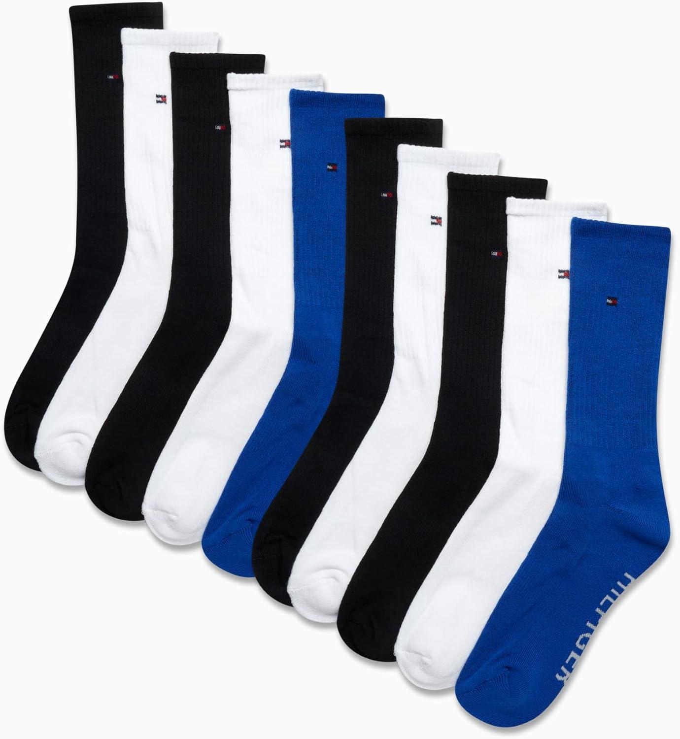 imageTommy Hilfiger Mens Athletic Cushioned Crew Socks 10 PackBlue Logo