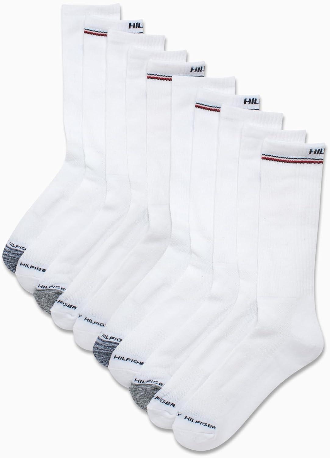 imageTommy Hilfiger Mens Athletic Cushioned Crew Socks 10 PackWhiteGrey