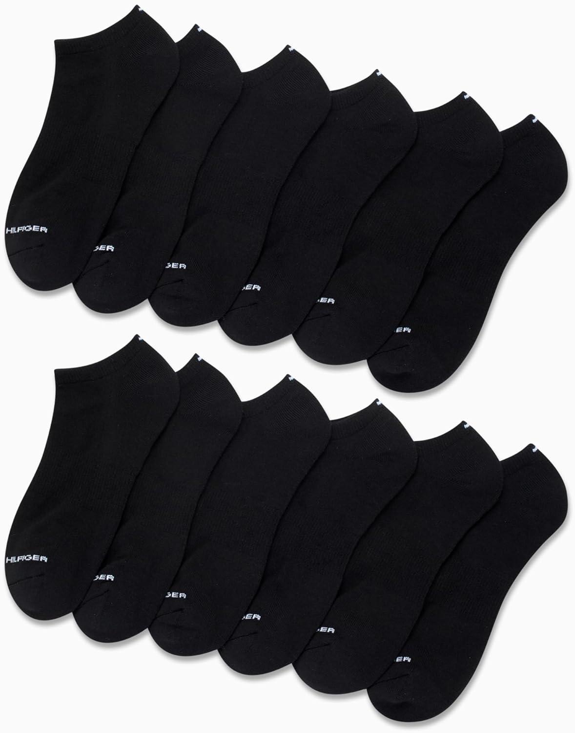 imageTommy Hilfiger Mens Athletic Socks Cushion No Show Socks 12 PackBlack Classic