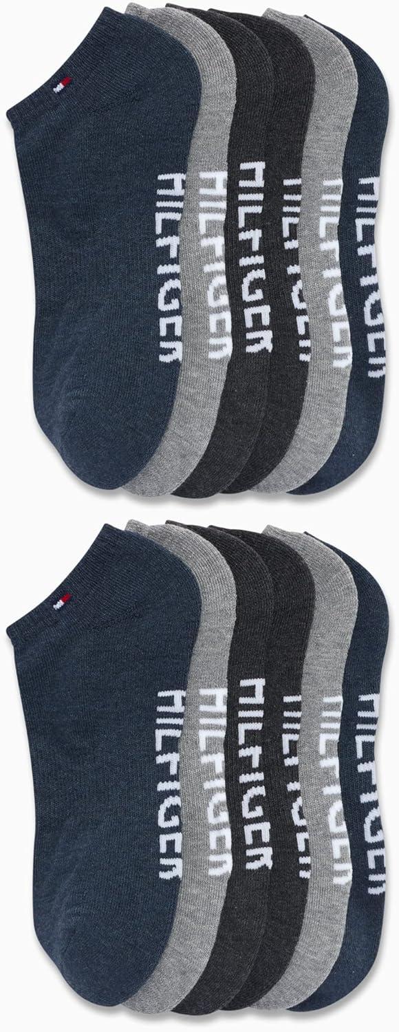 imageTommy Hilfiger Mens Athletic Socks Cushion No Show Socks 12 PackBlue Assorted