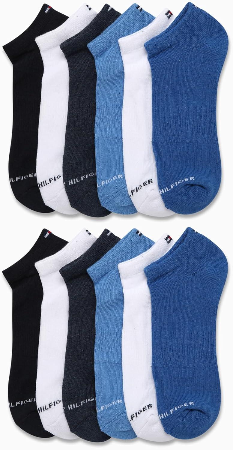 imageTommy Hilfiger Mens Athletic Socks Cushion No Show Socks 12 PackBlue Multi