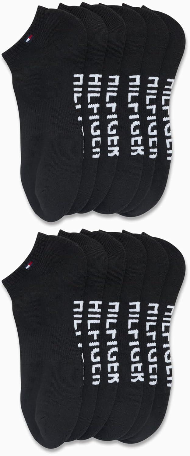 imageTommy Hilfiger Mens Athletic Socks Cushion No Show Socks 12 PackPure Black