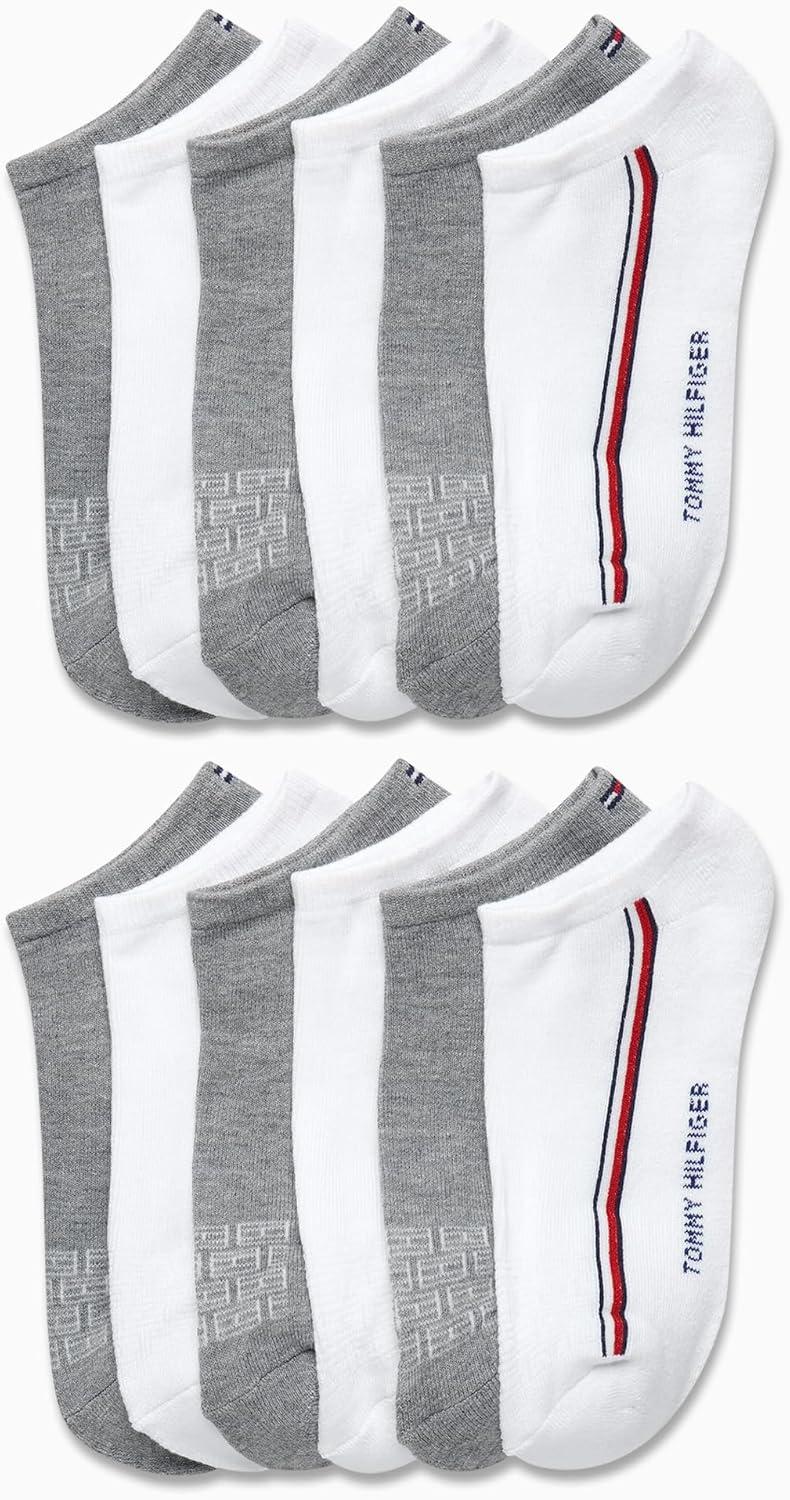 imageTommy Hilfiger Mens Athletic Socks Cushion No Show Socks 12 PackWhite Multi