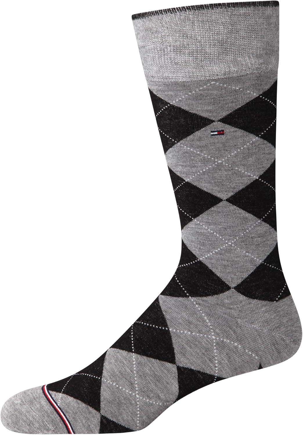 imageTommy Hilfiger Mens Casual Soft Cotton Blend Crew Socks 10 PackBlack Argyle