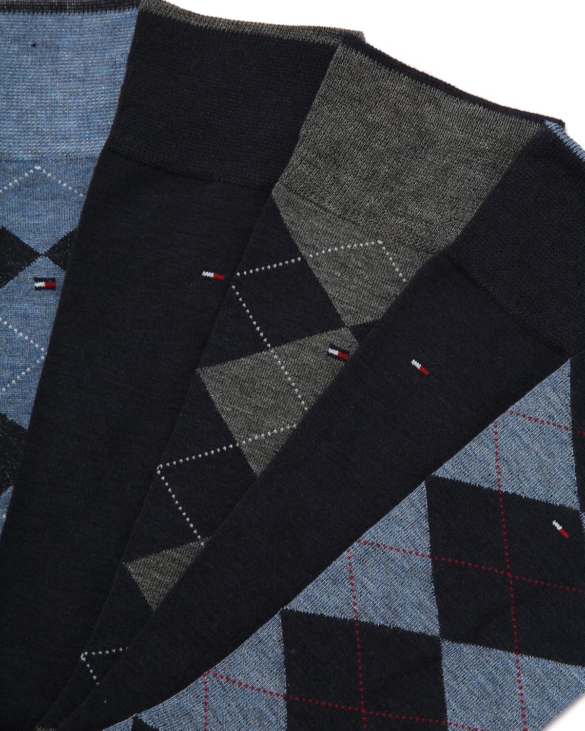 imageTommy Hilfiger Mens Casual Soft Cotton Blend Crew Socks 10 PackNavy Argyle