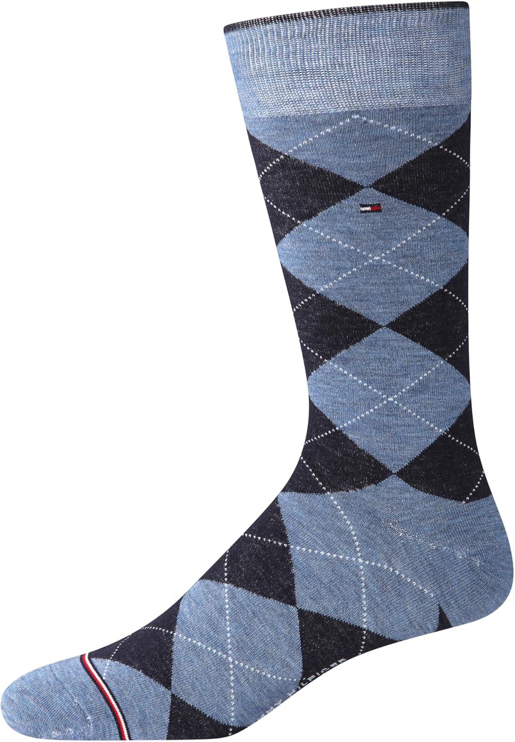 imageTommy Hilfiger Mens Casual Soft Cotton Blend Crew Socks 10 PackNavy Argyle