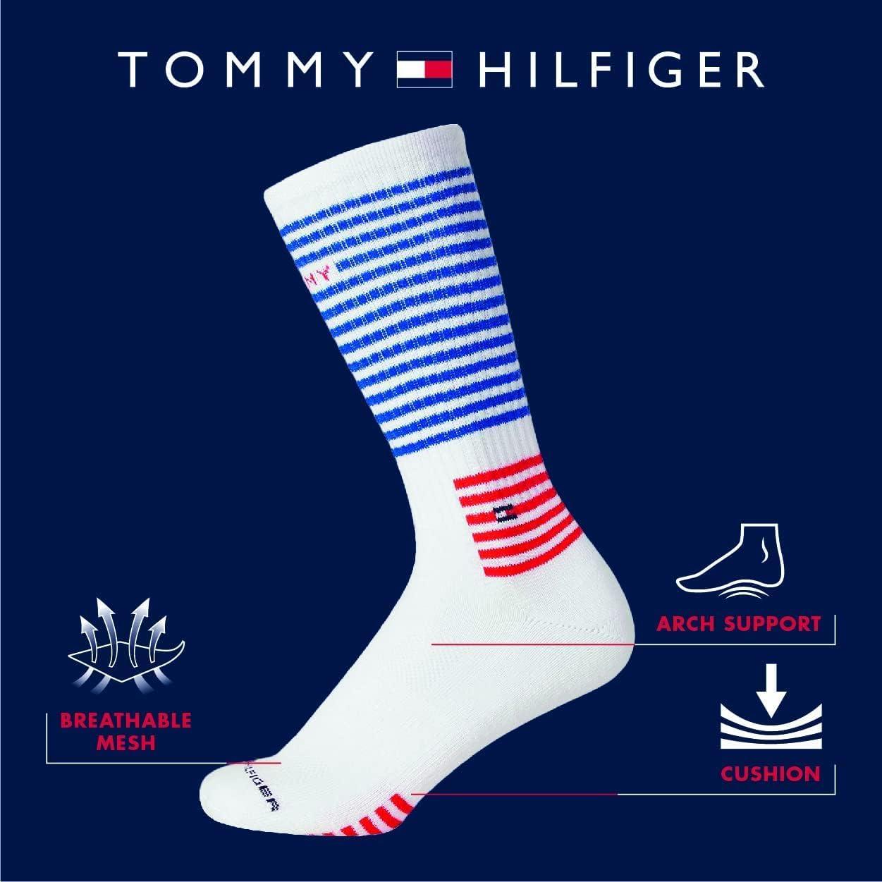 imageTommy Hilfiger Mens Crew Socks 10 Pack Moisture Wicking Cushioned Crew Running Socks for Men for Sports ampamp WorkoutBlackWhiteGrey