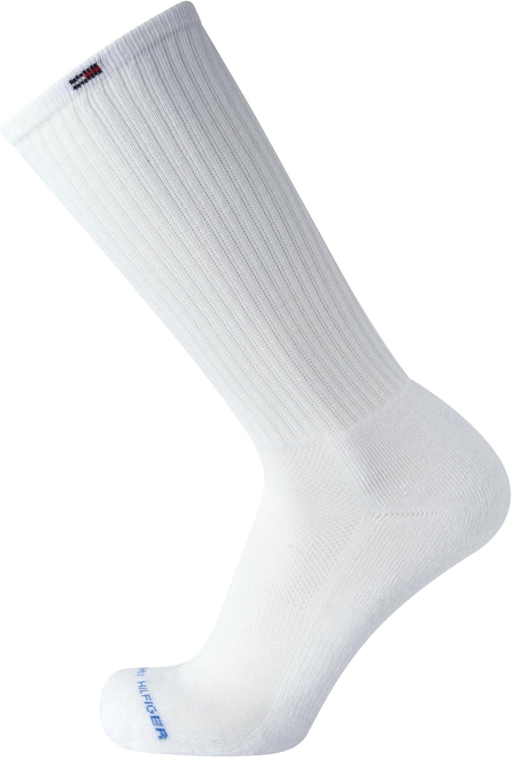 imageTommy Hilfiger Mens Crew Socks 10 Pack Moisture Wicking Cushioned Crew Running Socks for Men for Sports ampamp WorkoutWhite Multi