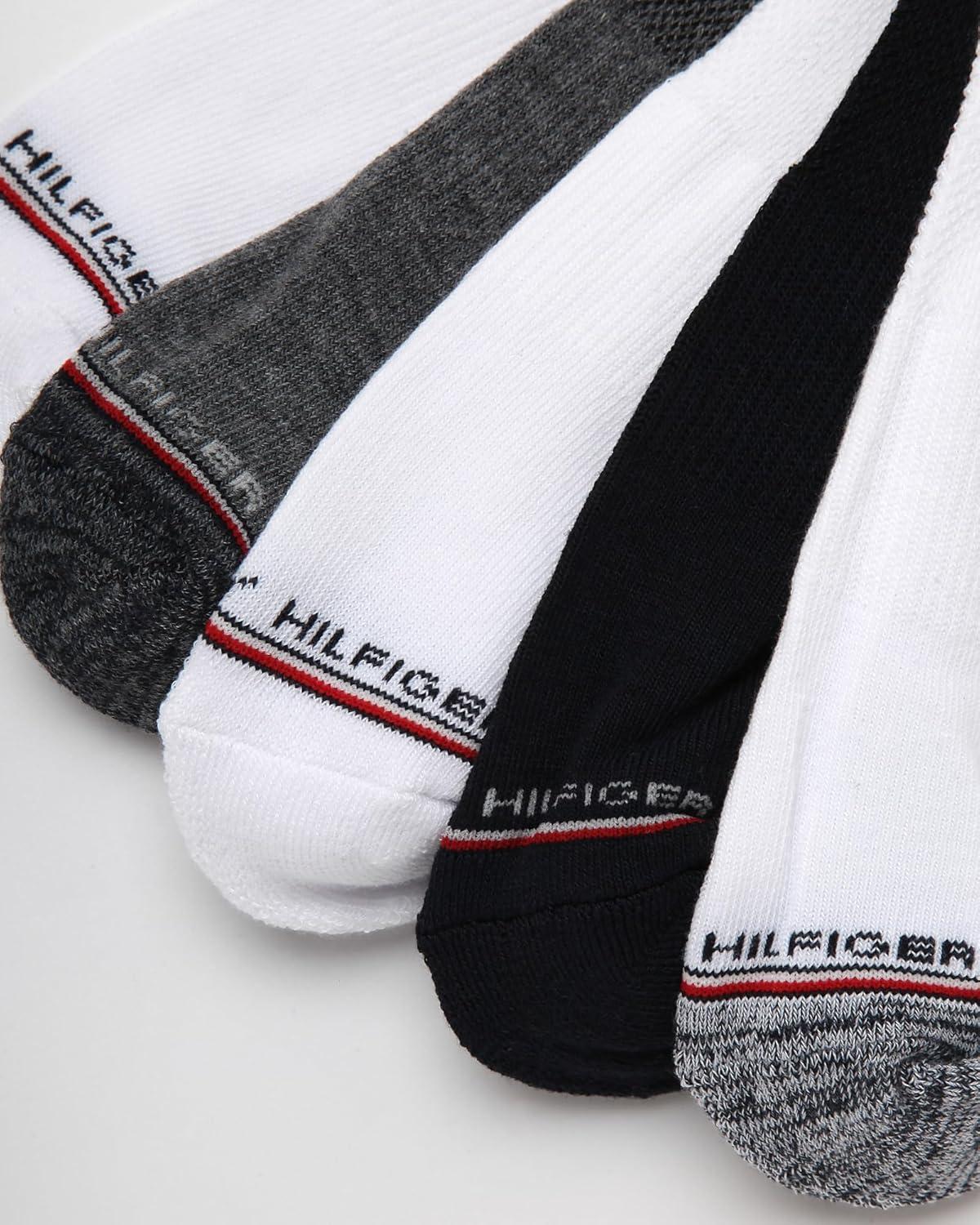 imageTommy Hilfiger Mens Crew Socks 10 Pack Moisture Wicking Cushioned Crew Running Socks for Men for Sports ampamp WorkoutWhiteGrey Assorted