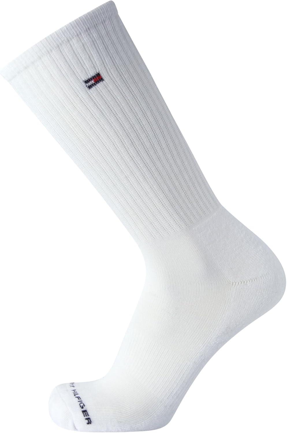 imageTommy Hilfiger Mens Crew Socks 10 Pack Moisture Wicking Cushioned Crew Running Socks for Men for Sports ampamp WorkoutWhiteRed Stripe