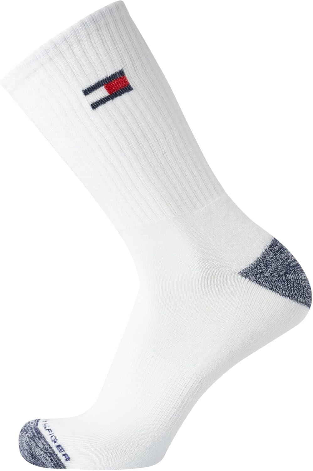 imageTommy Hilfiger Mens Crew Socks 10 Pack Moisture Wicking Cushioned Crew Running Socks for Men for Sports ampamp WorkoutWhiteWhite
