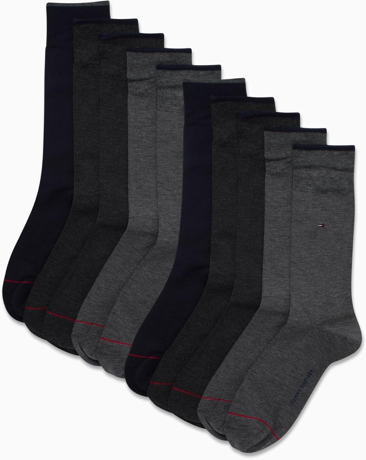 imageTommy Hilfiger Mens Dress Socks 10 Pack Lightweight Everyday Crew Work Socks for Men for Casual ampamp Formal WearGreysNavy