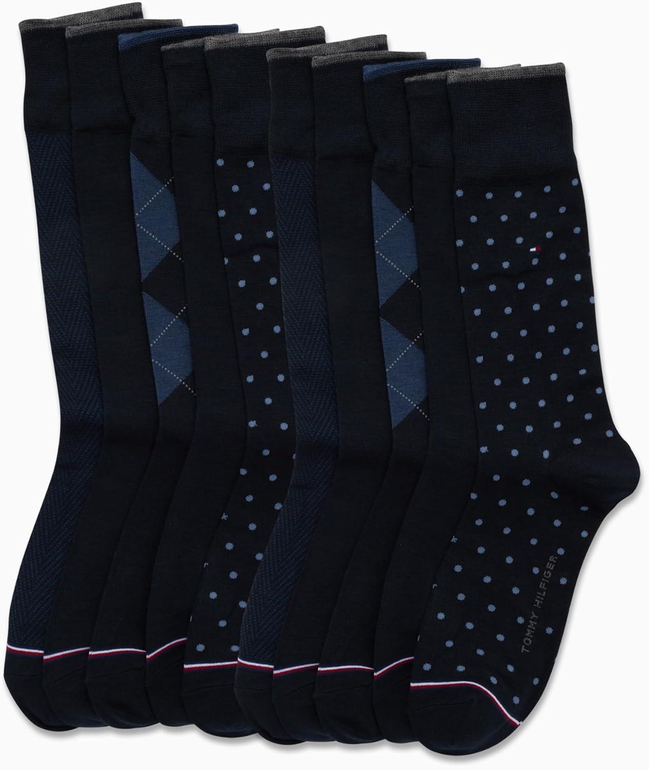 imageTommy Hilfiger Mens Dress Socks 10 Pack Lightweight Everyday Crew Work Socks for Men for Casual ampamp Formal WearNavy Dot