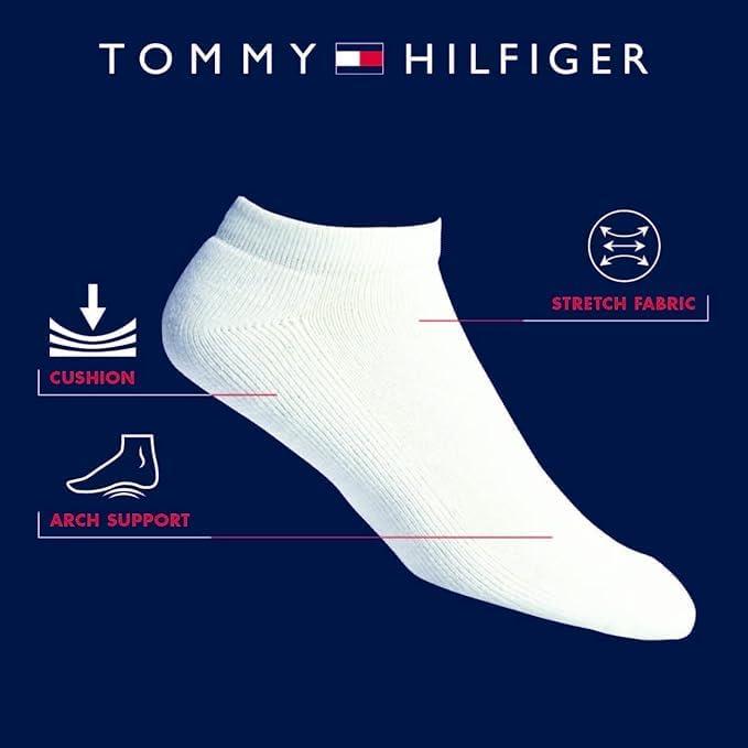 imageTommy Hilfiger Mens No Show Socks 10 Pack Cotton Blend Performance Stretch Athletic Invisible Liner Low Cut Socks for MenBlackWhiteGrey 10pk