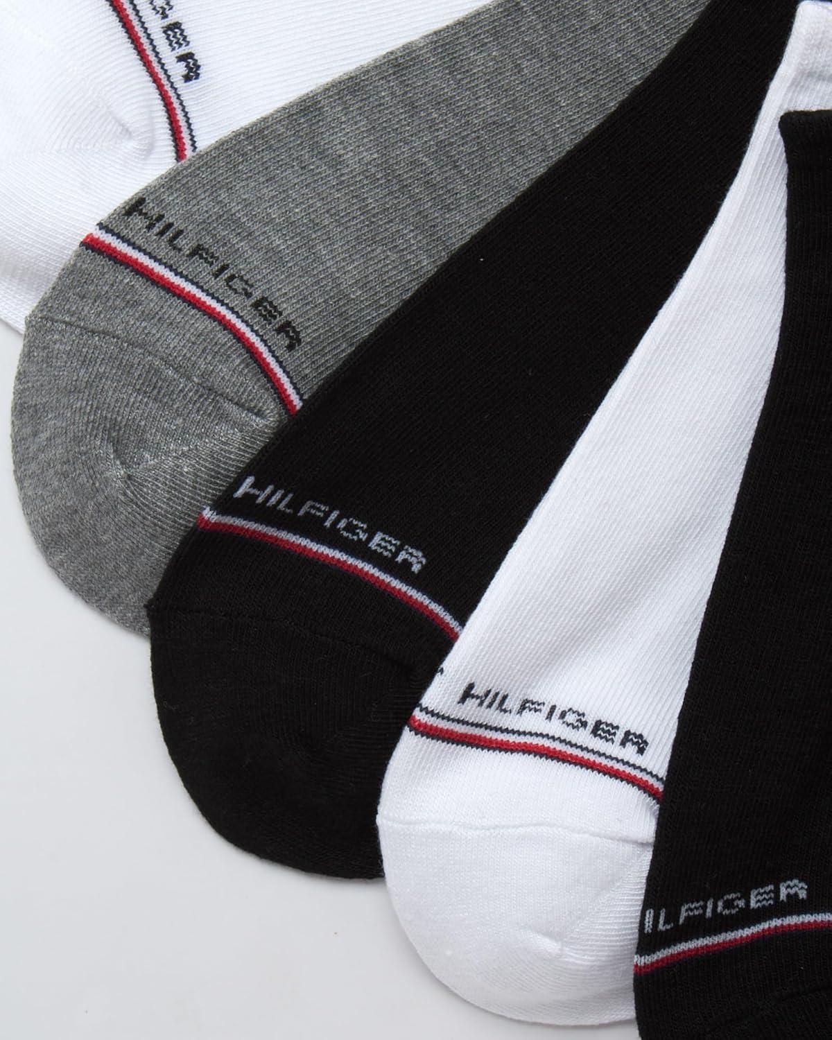 imageTommy Hilfiger Mens No Show Socks 10 Pack Cotton Blend Performance Stretch Athletic Invisible Liner Low Cut Socks for MenBlackWhiteGrey 10pk