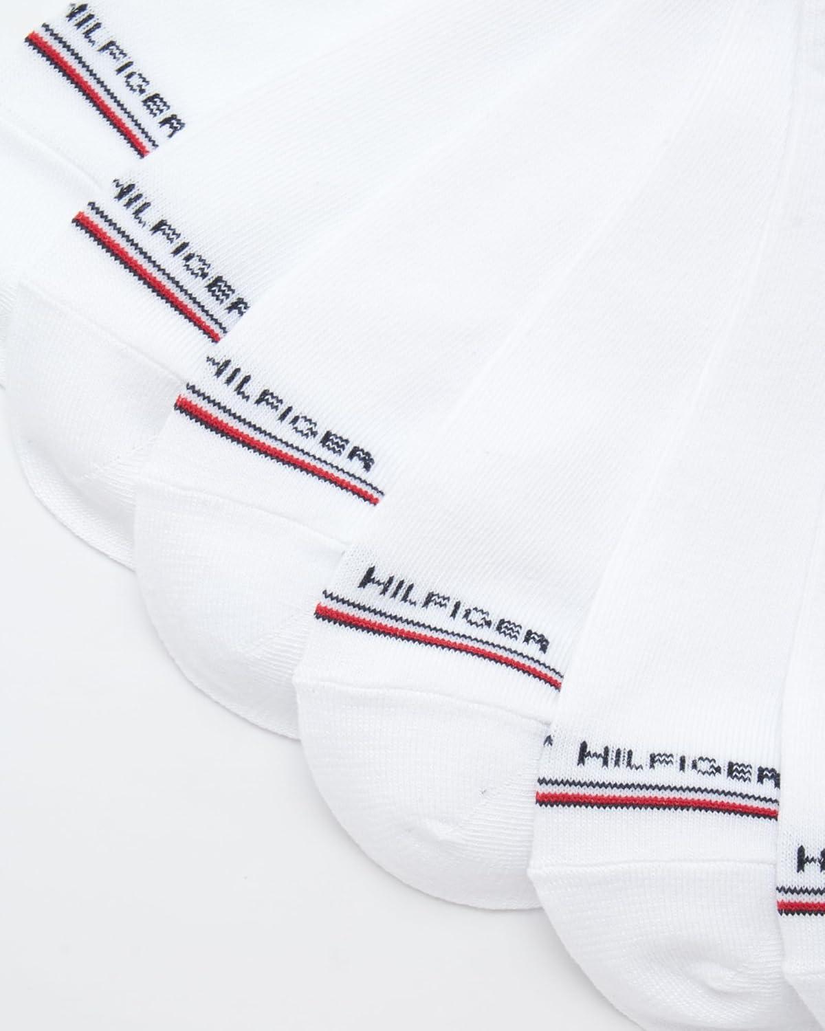 imageTommy Hilfiger Mens No Show Socks 10 Pack Cotton Blend Performance Stretch Athletic Invisible Liner Low Cut Socks for MenWhite Stripe 12pk