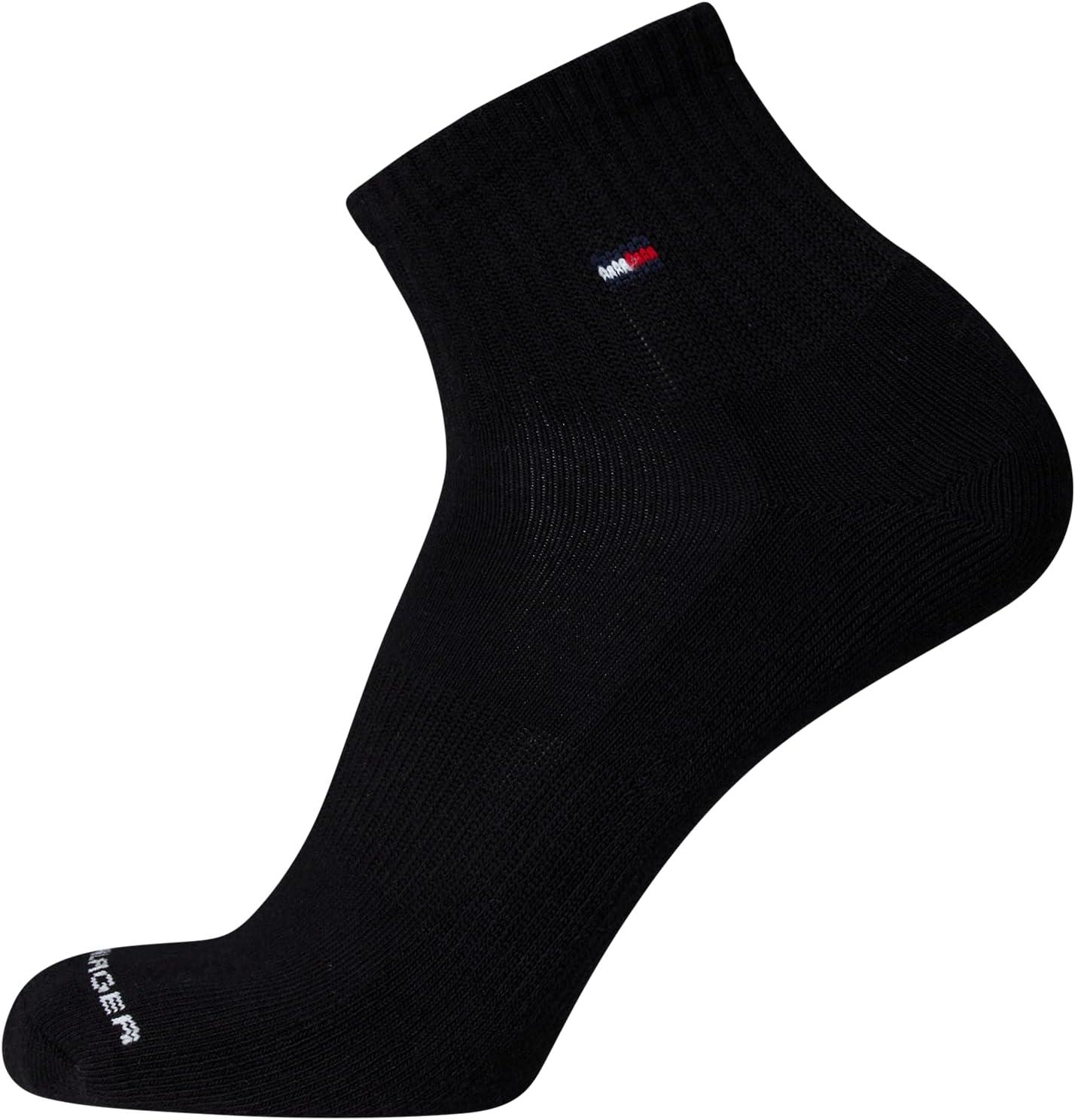imageTommy Hilfiger Mens Quarter Socks 12 Pack Cotton Blend Athletic Performance Cushioned Ankle Socks for Men with Arch SupportBlack