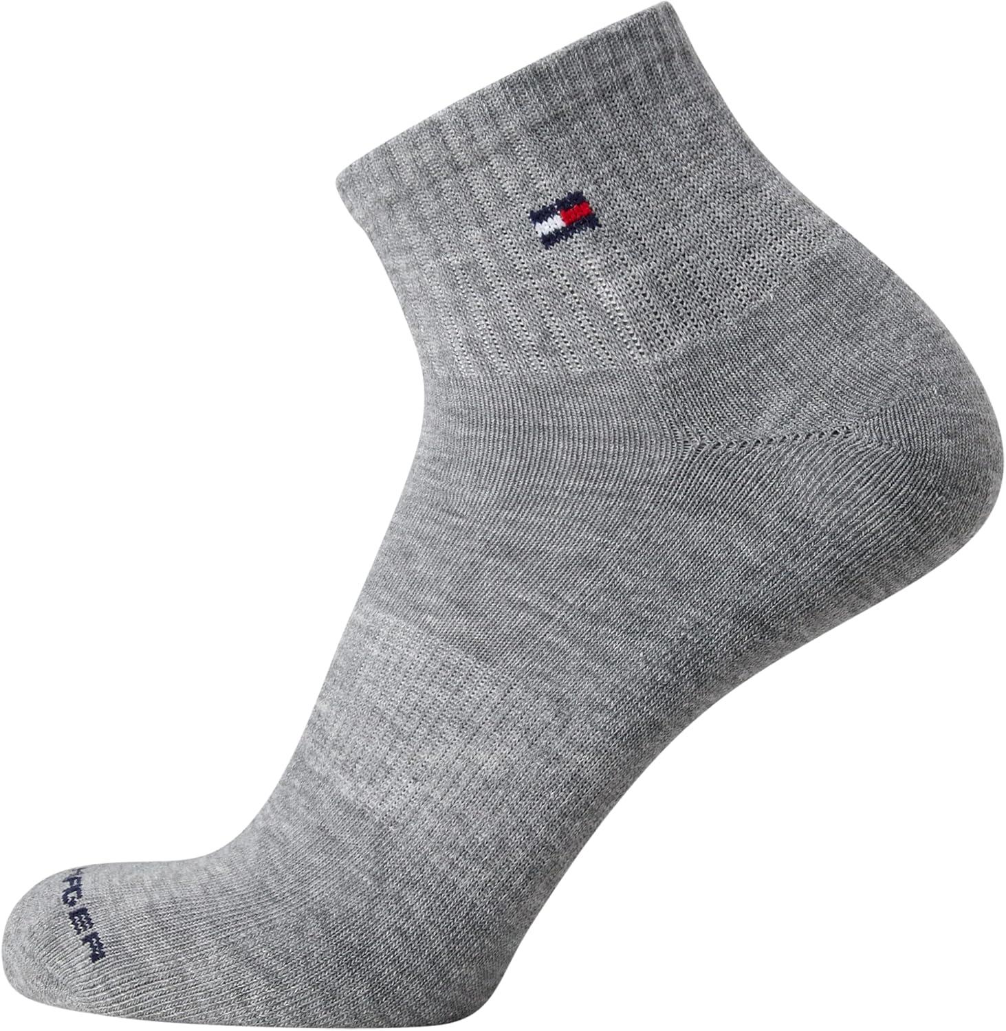 imageTommy Hilfiger Mens Quarter Socks 12 Pack Cotton Blend Athletic Performance Cushioned Ankle Socks for Men with Arch SupportNavy Multi